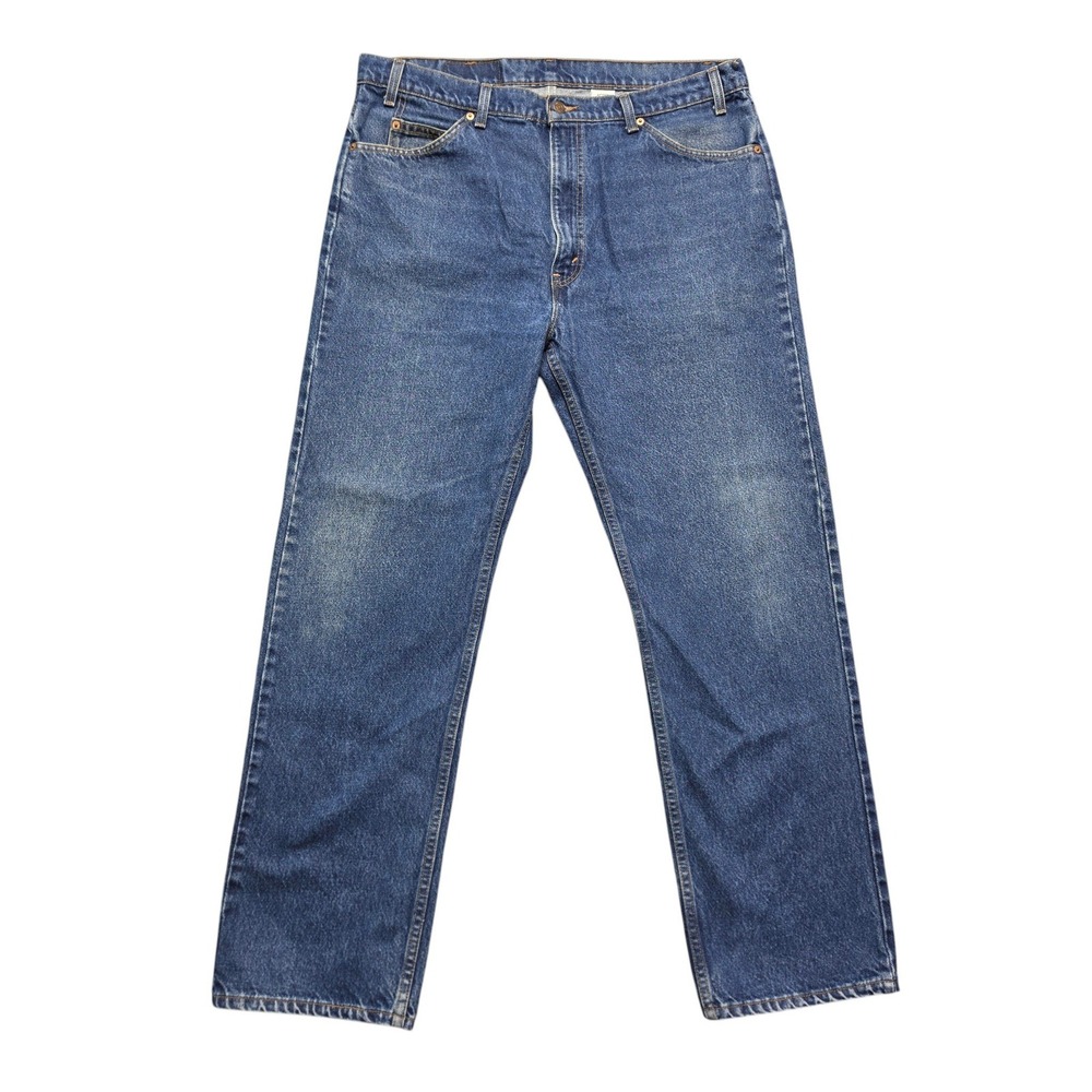 Vintage Orange Tab 505 Regular Straight Jeans Mens 40x32 Blue Levis Made in USA